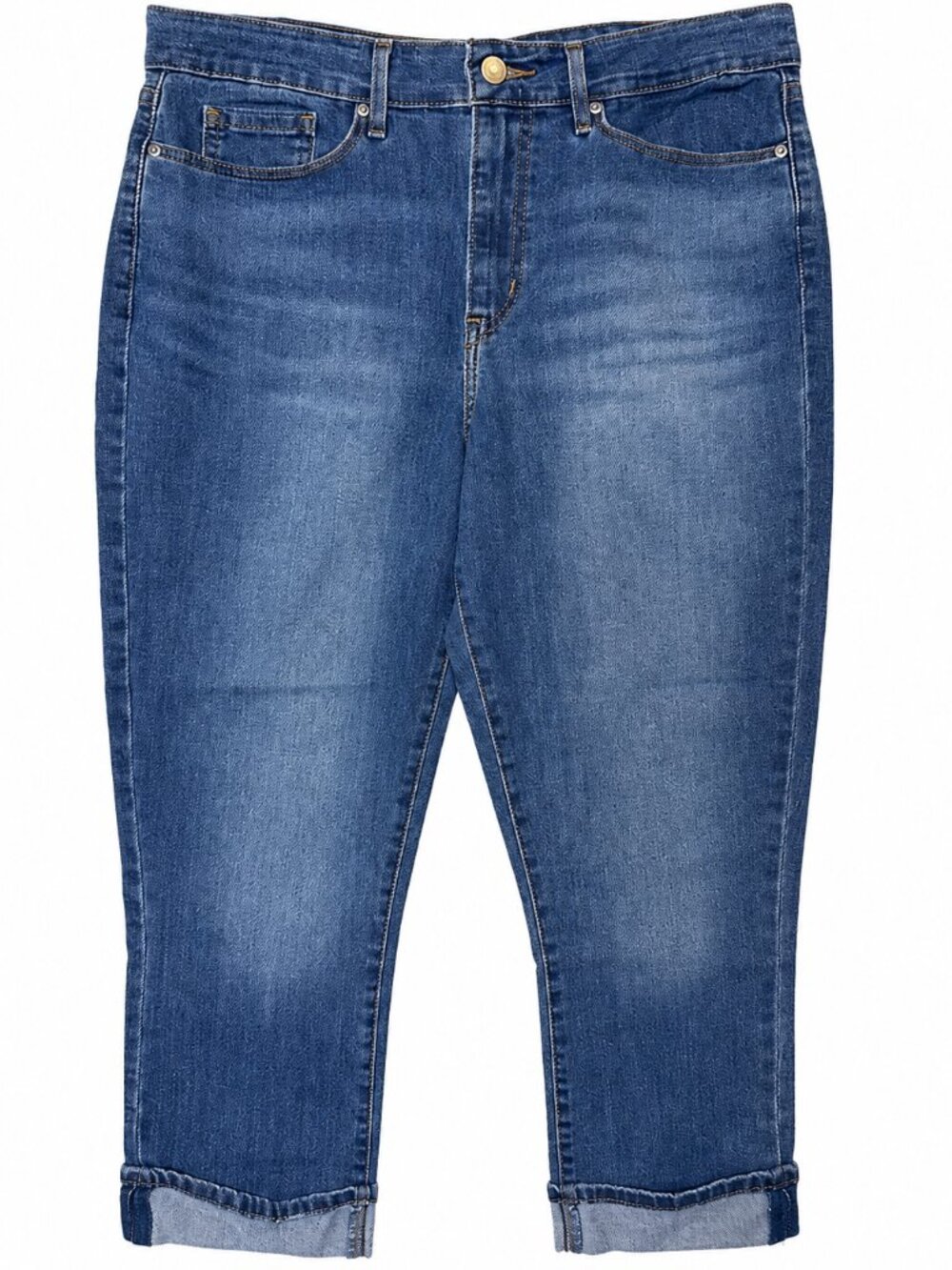 Levi Strauss Signature Womens 10 Mid Rise Capri Jeans Stretch Denim Blue